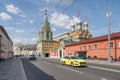 Yandex taxi in Moscow street during summer season