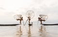 The leg-rowing fishermen of Inle Lake Ã¢â¬â Myanmar Royalty Free Stock Photo