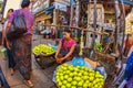 Fruit vendor in colonial streets in Yangon Myanmar