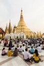 YANGON, MYANMAR, December 25, 2017: Golden Shwedagon Pagoda in Yangon Royalty Free Stock Photo