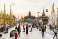 YANGON, MYANMAR, December 25, 2017: Golden Shwedagon Pagoda in Yangon Royalty Free Stock Photo