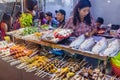 YANGON, MYANMAR - DECEMBER 15, 2016: Street snacks stall in Yango Royalty Free Stock Photo