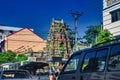 Colorful Yangon hindu temple of wood carving