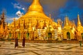 Tourists walking around at Yangon Myanmar Shwedagon Pagoda Royalty Free Stock Photo