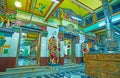 Mandapa hall of Sri Kaali Amman Hindu Temple, Yangon, Myanmar Royalty Free Stock Photo