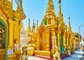 The outer stupas at Shwedagon Pagoda, Yangon, Myanmar