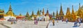 Panorama of Shwedagon complex with Point of Victory, Yangon, Myanmar