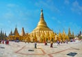 Panorama with main stupa of Shwedagon Zedi Daw, Yangon, Myanmar