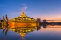 Yangon, Myanmar at Karaweik Palace in Kandawgyi Royal Lake Royalty Free Stock Photo