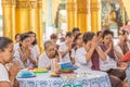 YANGON, MYANMAR - UNE 22, 2015 : Myanmar people pray to Buddha i