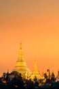 Yangon, Myanmar view of Shwedagon Pagoda at dusk. Royalty Free Stock Photo