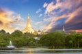 Yangon, Myanmar view of Shwedagon Pagoda with sunset time Royalty Free Stock Photo