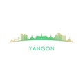 Yangon skyline silhouette.