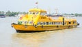 Yangon water bus, or water taxi in Hlaing river. Public transportation in Myanmar, Dec-2017