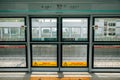 Yangsu station platform screen door in Yangpyeong, Korea Royalty Free Stock Photo