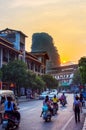 YANGSHUO, CHINA - SEPTEMBER 23 2016: Stunning sunset on the crow