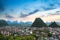 Yangshuo county town at sunset Royalty Free Stock Photo