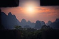 Yangshuo landscape at dusk Royalty Free Stock Photo