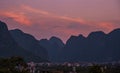 Yangshuo landscape panorama at dusk