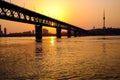 Yangtze River Bridge sunset, Wuhan, China