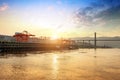 China Yangtze River Cargo Terminal in the early morning Royalty Free Stock Photo