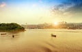 China Yangtze River Cargo Terminal in the early morning Royalty Free Stock Photo