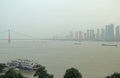 Yangtze river and pendant bridge in Wuhan Royalty Free Stock Photo