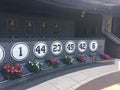 Yankee Stadium retired numers honouring the past baseball players, New York