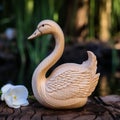 Handmade Wooden Swan Figurine With Nature-inspired Patterns