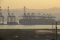 Yantian port in Shenzhen under sunset