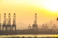 Yantian port in Shenzhen under sunset