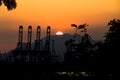 Yantian port in Shenzhen under sunset