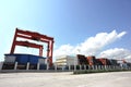 Yantian port under blue sky