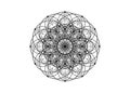 Yantra flower mandala sacred geometry, symbol of harmony and balance. Black color Mystical talisman, lines vector isolated