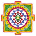 Yantra is a mystical diagram, mainly from the Tantric traditions of the Indian religions isolated flowers Royalty Free Stock Photo