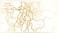 Yaounde Cameroon City Map in Retro Style in Golden Color. Outline Map