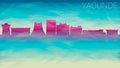 Yaounde Cameroon Skyline City Silhouette. Broken Glass Abstract Geometric Dynamic Textured. Banner Background. Colorful Shape Comp