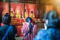 Yaowarat Bangkok, Thailand - 14 April, 2019: Chinese Thai people ward off bad luck or dispel bad luck at Chinese Dragon Temple