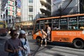 YAOWARAT, BANGKOK, THAILAND -10 JAN, 2016: mini bus number 1 stop on chinatown Thailand, Yaowarat is a major of gold trading mark