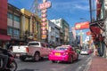 YAOWARAT, BANGKOK, THAILAND -10 JAN, 2016: Traffic In the morning of chinatown Thailand, Yaowarat is a major of gold trading mark