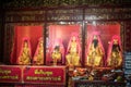 Yaowarat Bangkok, Thailand - 27 January 2019: Local Chinese Thai people with monk worship in temple at Wat Mangkon Kamalawat