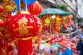 Yaowarat street during Chinese New Year festival celebrates holidays in Chinese culture shop sale red china traditional lantern