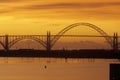 The Yaquina Bay Bridge at sunset in Newport, Oregon Royalty Free Stock Photo