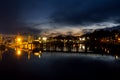 Yaquina Bay and Newport marina, Oregon, at twilight