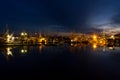 Yaquina Bay and Newport marina, Oregon, at twilight