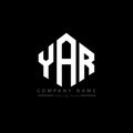 YAR letter logo design with polygon shape. YAR polygon and cube shape logo design. YAR hexagon vector logo template white and Royalty Free Stock Photo