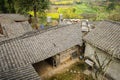 Yard of aged Chinese farmhouse in flowering spring Royalty Free Stock Photo
