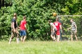 Yard Amateur football in the Kaluga region in Russia.