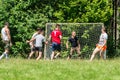 Yard Amateur football in the Kaluga region in Russia.