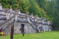 Yard of Cantacuzino Castle in Busteni, Romania
